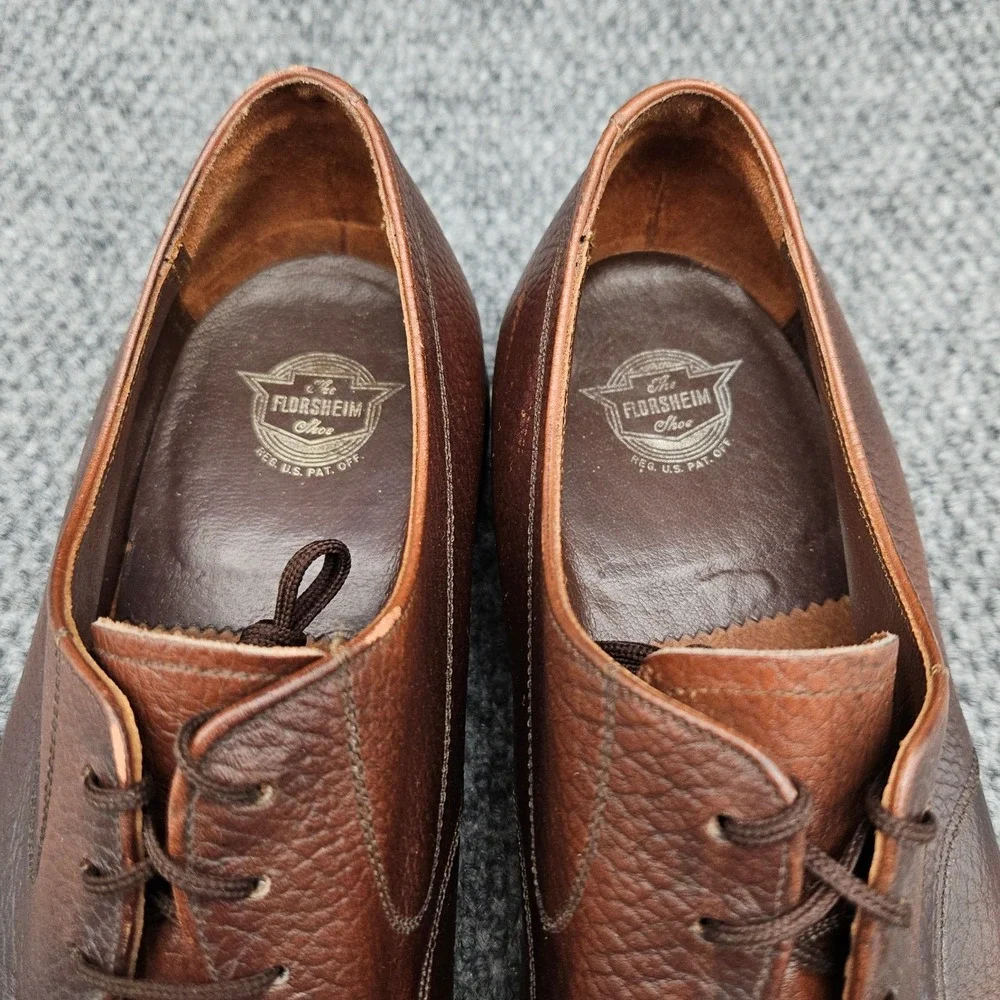 Florsheim (Men's 10 D) Brown Pebble Leather Apron Moc Toe Derby Shoes Dress